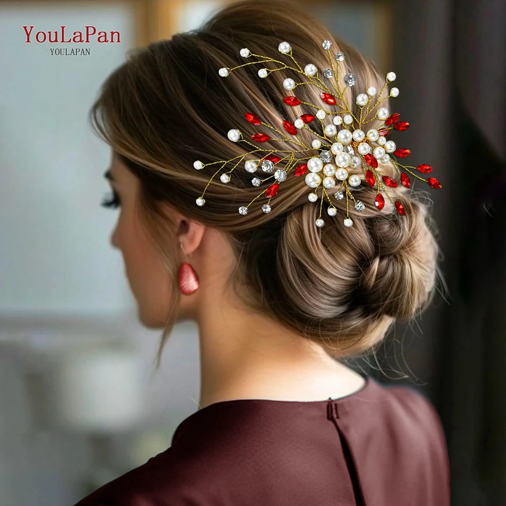 

YouLaPan Bride Exquisite Pearl Hair Comb Wedding Bridal Rhinestone Headpiece Banquet Headdress Women Hair Accessories HP851