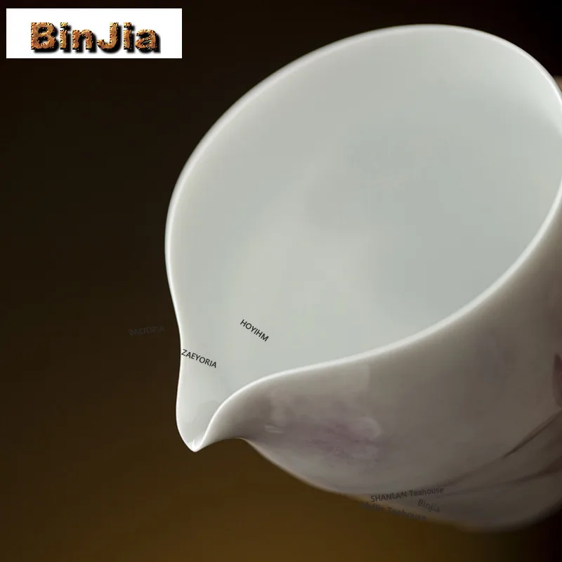 BAEJORIA 145ML Hand-painted Orchid Tea Pitcher Handmade Thin Tire White Porcelain Cha Hai Justice Cup Tea Ceremony Ornaments
