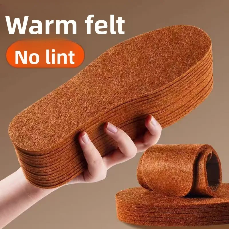 Thick Winter Felt Shoe Inserts for Adult Machine Washable Warm Lining Breathable Moisture Wicking Foot Pads for Cold Weather