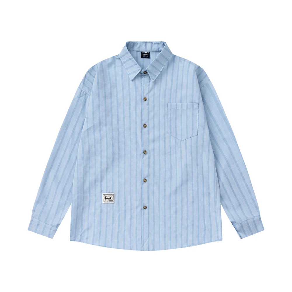 

Темная полосатая рубашка с длинным рукавом для мужчин