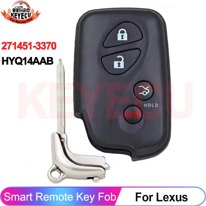 KEYECU 271451-3370 HYQ14AAB Smart Key Card For Lexus ES350 IS250 IS350 GS350 LS460 2009 2010 2011 2012 Car Remote Fob 314.3MHz