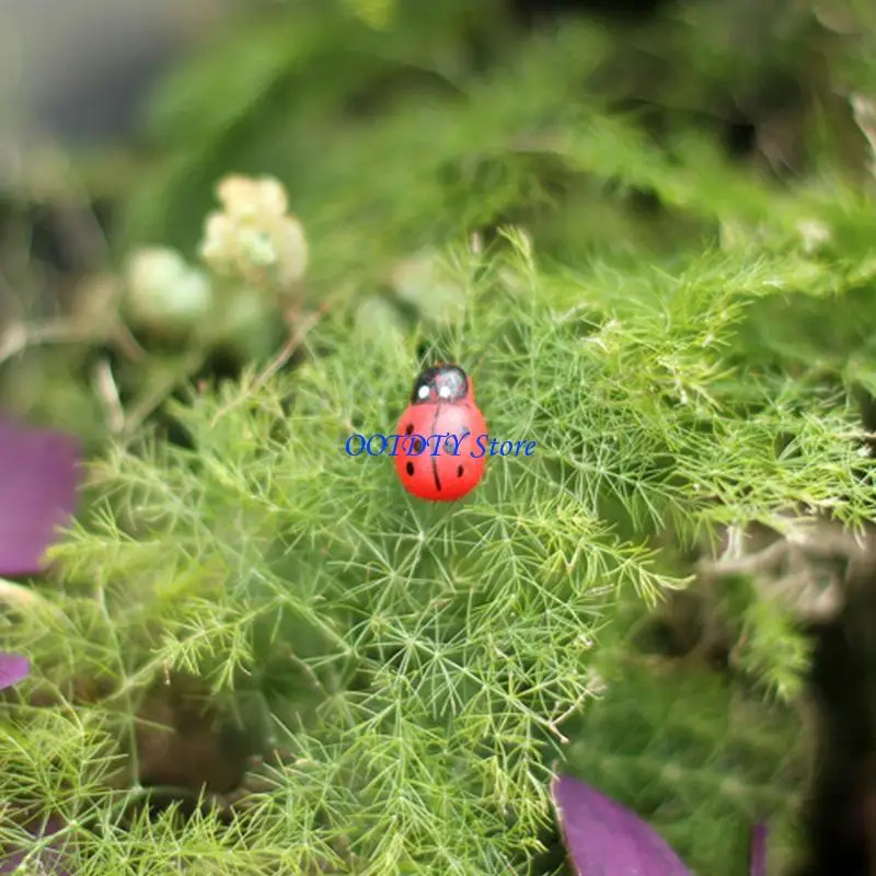 367A 10 قطعة صغيرة الدعسوقة الحمراء بيتل الخنفساء لبيت الدمية حديقة ديكور حلية #3