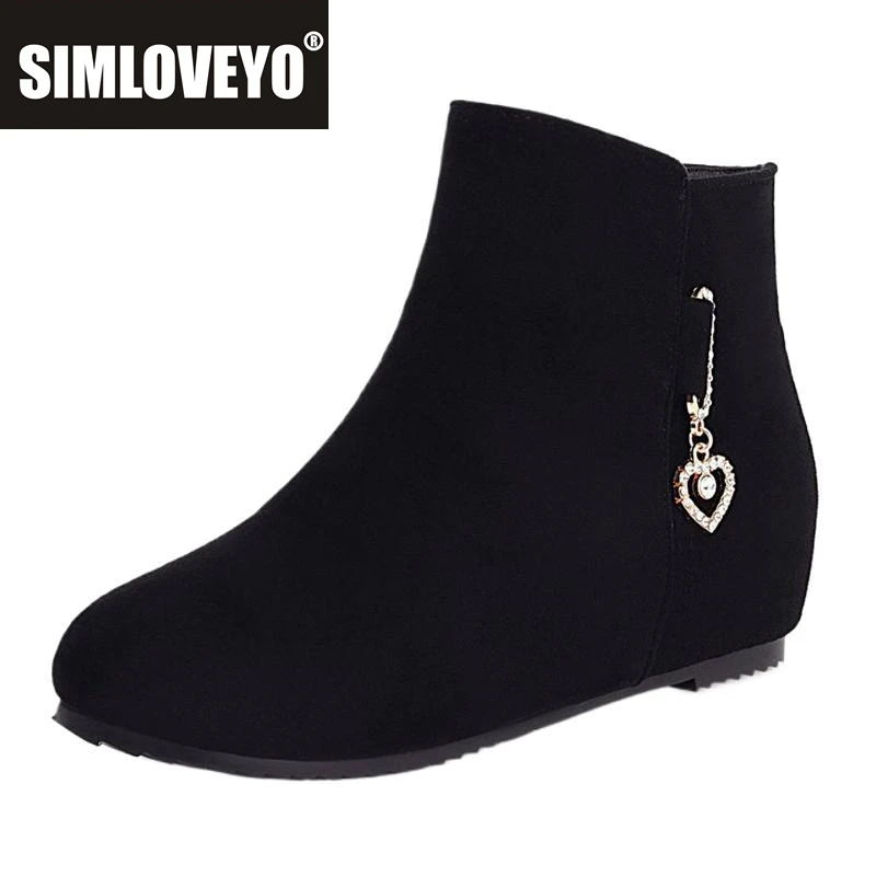 

SIMLOVEYO Элегантные женские ботильоны с круглым носком на увеличенном каблуке 4 см из флока и замши, большой размер 41 42 43 Daily Bota Beige