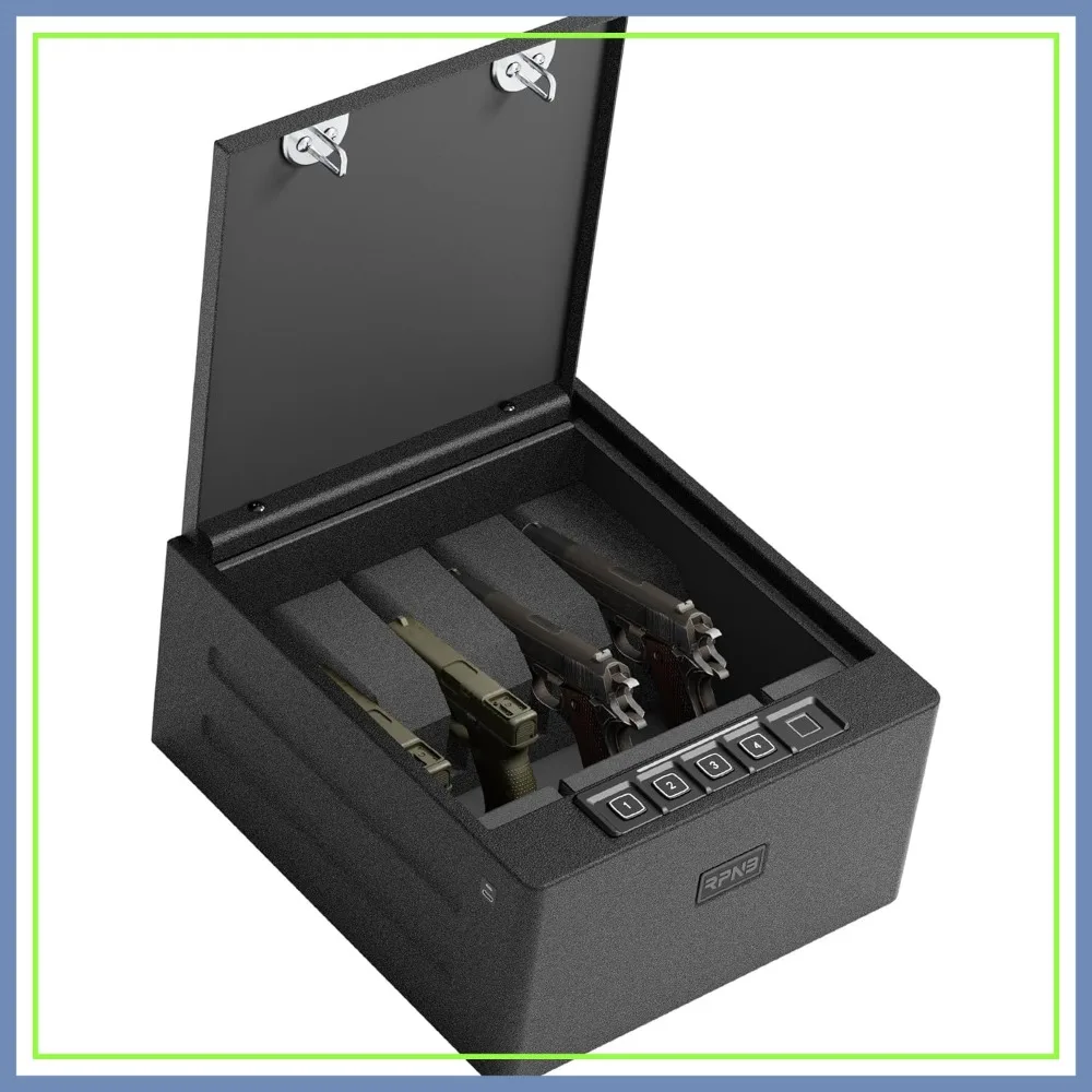 

Biometric Gun Safe for Handgun, 4 Pistols High-Capacity Safe with Digital Keypad, Fingerprint Lock