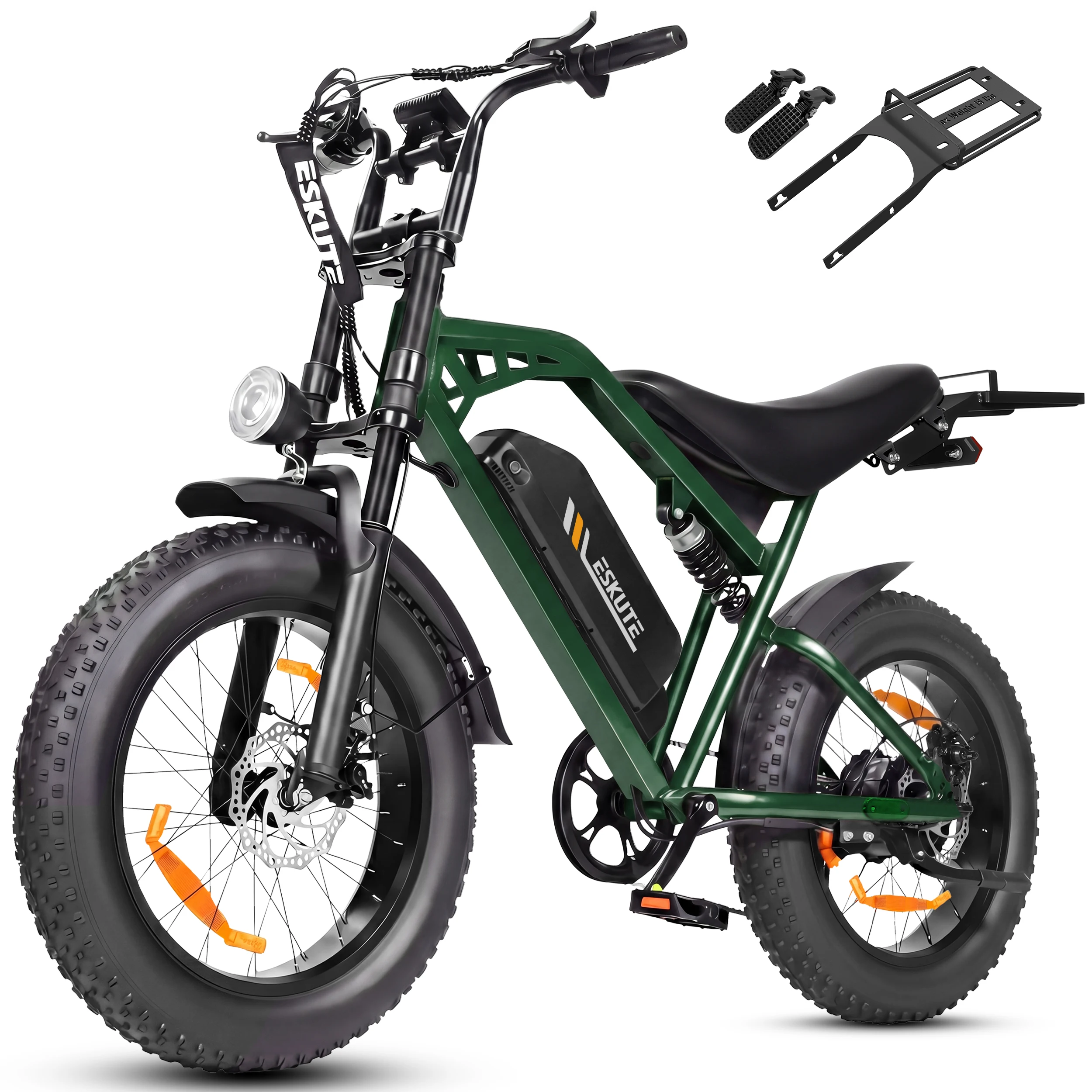 ESKUTE V202 elektrische fiets voor volwassenen, 250W vermogen, 48V 20,8Ah-accu, actieradius van 50-80 km, 20*4,0 inch terreinbanden.