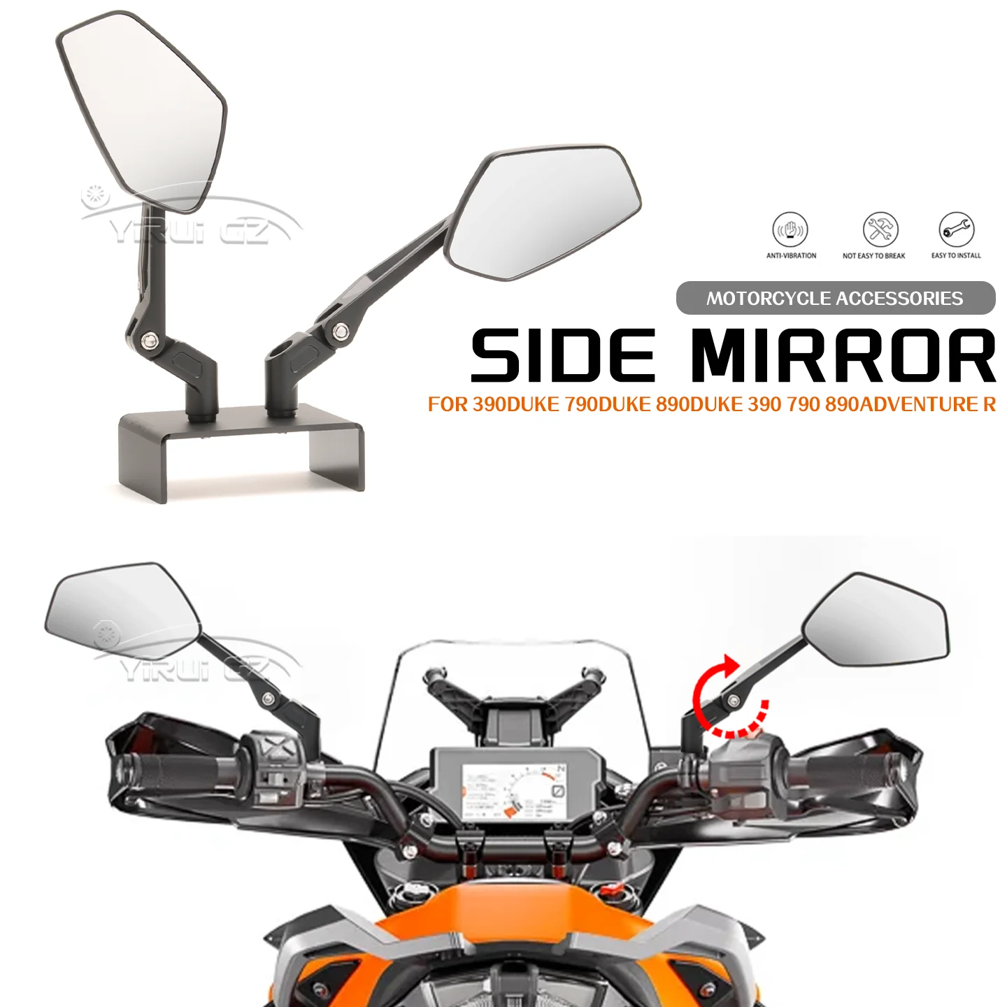 

Motorcycle Rearview Mirror Aluminum Adjustable Side Rear View Mirrors For 390 DUKE 390 Adv 790 Adv 790 Adv 790 DUKE 890 DUKE Adv