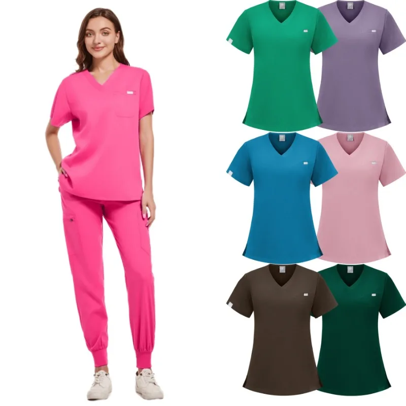 

Doctor Nurse Work Uniform Summer Clothes Beauty Pet Hospital Dental Operating Room Hand Washing Clothes Set Scrubs Women