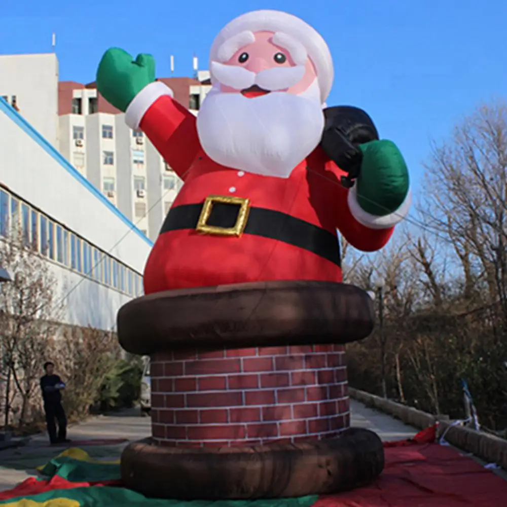 

Giant Inflatable Santa Claus for Christmas Gathering Decoration, Father Man Climbing From Chimney