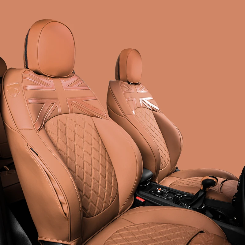

Brown Leather Seat Covers Pad Cushion Custom for MINI Cooper R50 R53 R55 R56 R57 R58 R59 R60 F54 F55 F56 F57 F60 Car Accessories