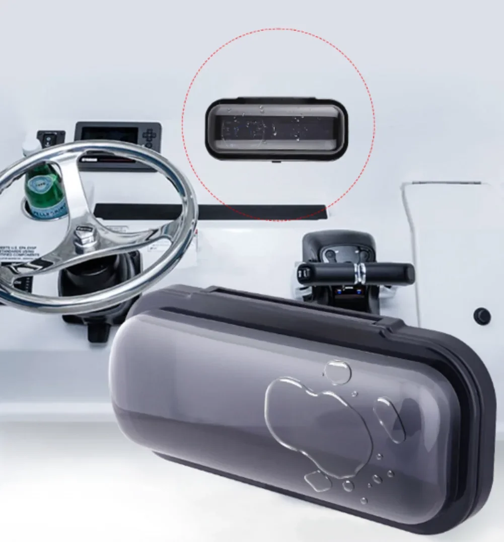 Marine Stereo Cover Built-in Shelf Support Radio Protector Shield Heavy Duty Yacht Audio Waterproof Cap 180mm Tinted Front Panel