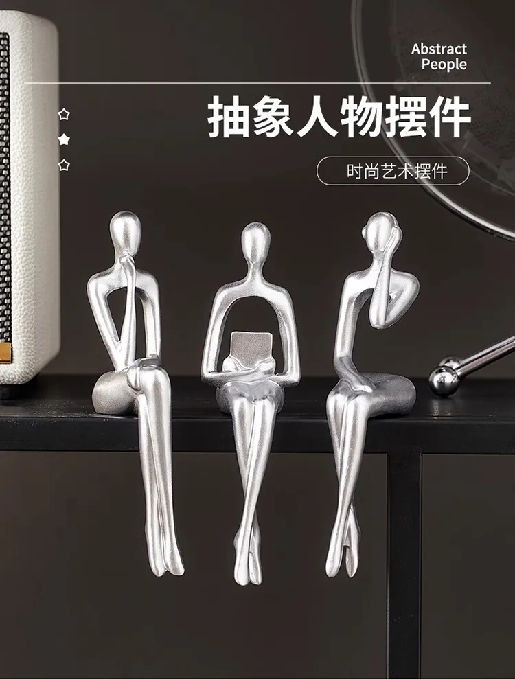 Resin Handicrafts Simulation Figure Sculptures Reader Portrait Abstract Art Sitting Figure Ornaments Home Decoration Accessories
