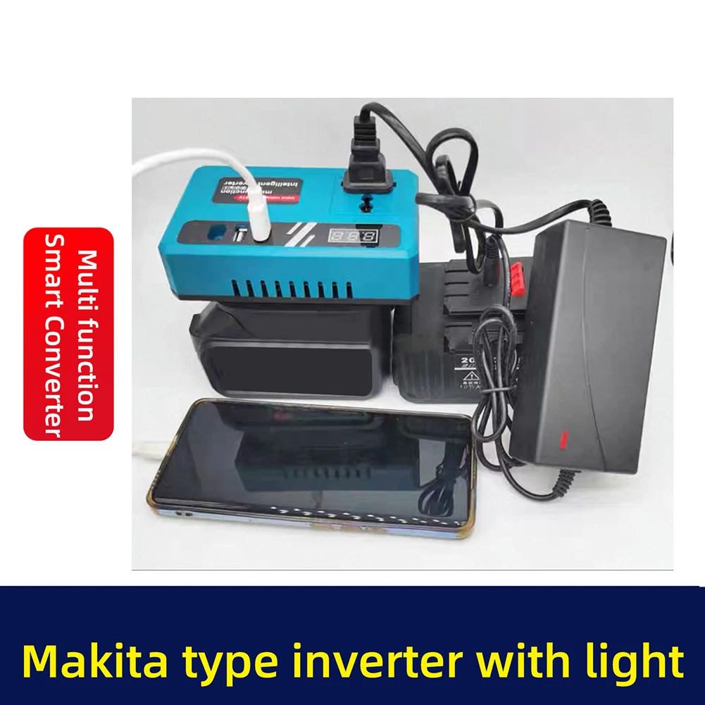 

Battery Inverter 18/21V Battery Converter Inverter 21V To 110V To 127V To 220V With USB Plastic Battery Inverter Light Equipment