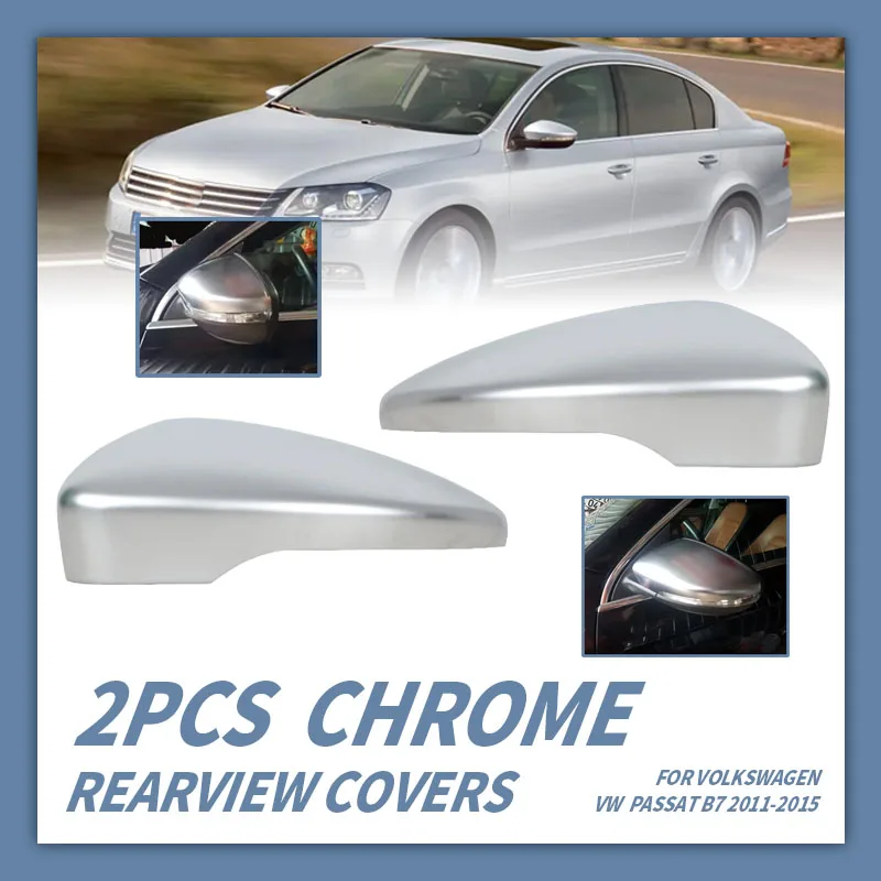 

2 шт., матовая хромированная крышка зеркала заднего вида, крышка для Volkswagen VW Passat B7 2011-2015, CC Jetta Scirocco Beetle Eos