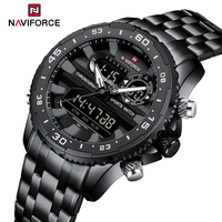 2024 Top Brand NAVIFORCE Men's Watch Quartz Analog LCD Digital Wristwatch Male Stainless Steel Strap Water Resistant Date Clock