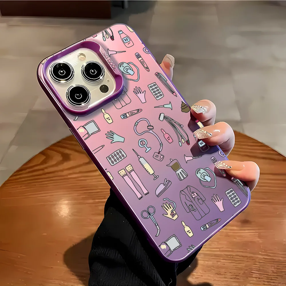 Etui na telefon Nurse Medical Medicine Health Heart do iPhone'a 16 Pro Max 15 14 13 12 XS Plus 11 Fashion Matte Aurora Laser Gradient