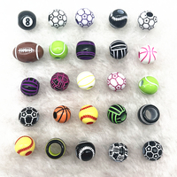 10-20Pcs Sport Rugby Tennis Basketball Football Volleyball Beads Spacer Acrylic Beads For Jewelry Making DIY Bracelet Necklace