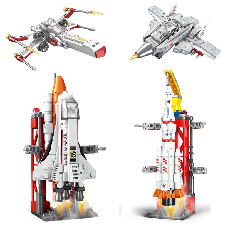 

Mini Space Shuttle Building Blocks Model Aerospace Spaceship Carrier Rocket Fighter Plane Station Aircraft Bricks Toys For Kids