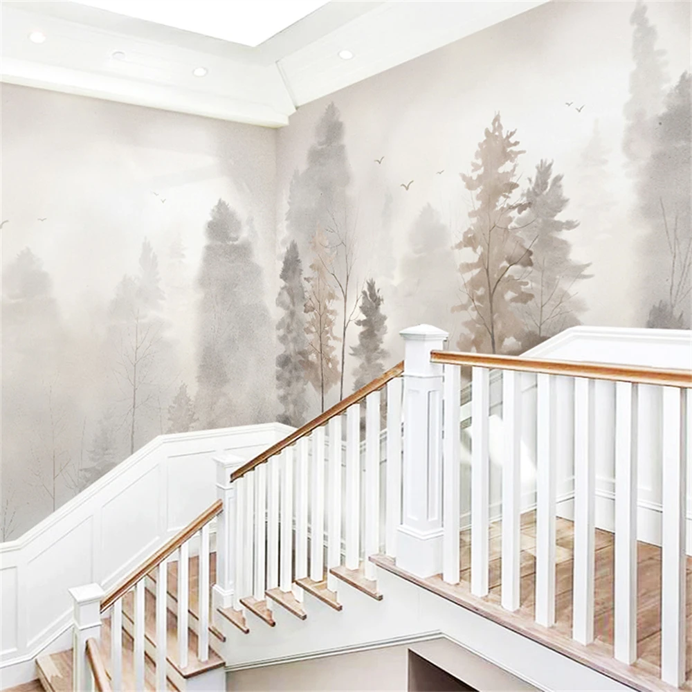 Custom Nordic Modern wallpapers for Living room sofa Bedroom Background Misty forest wall papers house decoration art 3D mural