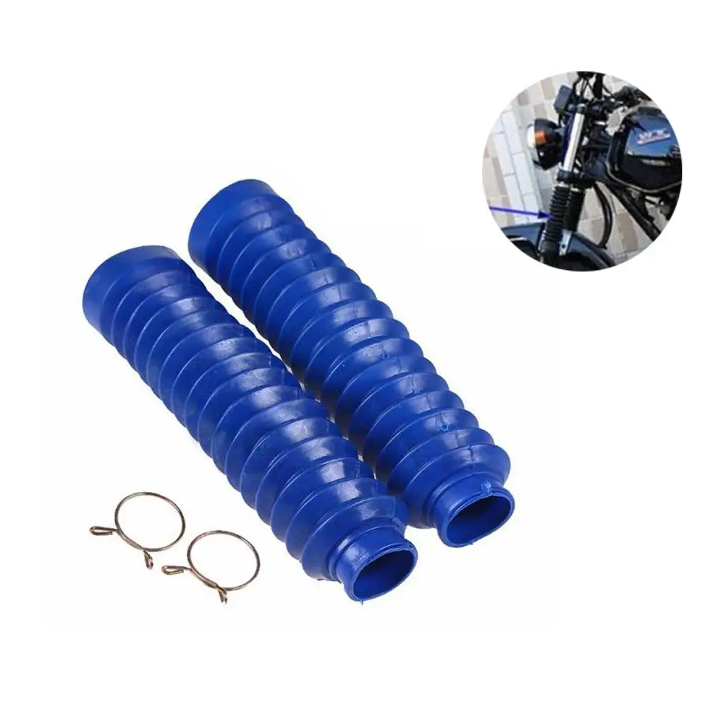 1 Pair Motorcycle Front Fork Shock Absorber Dust Rubber Cover - Blue