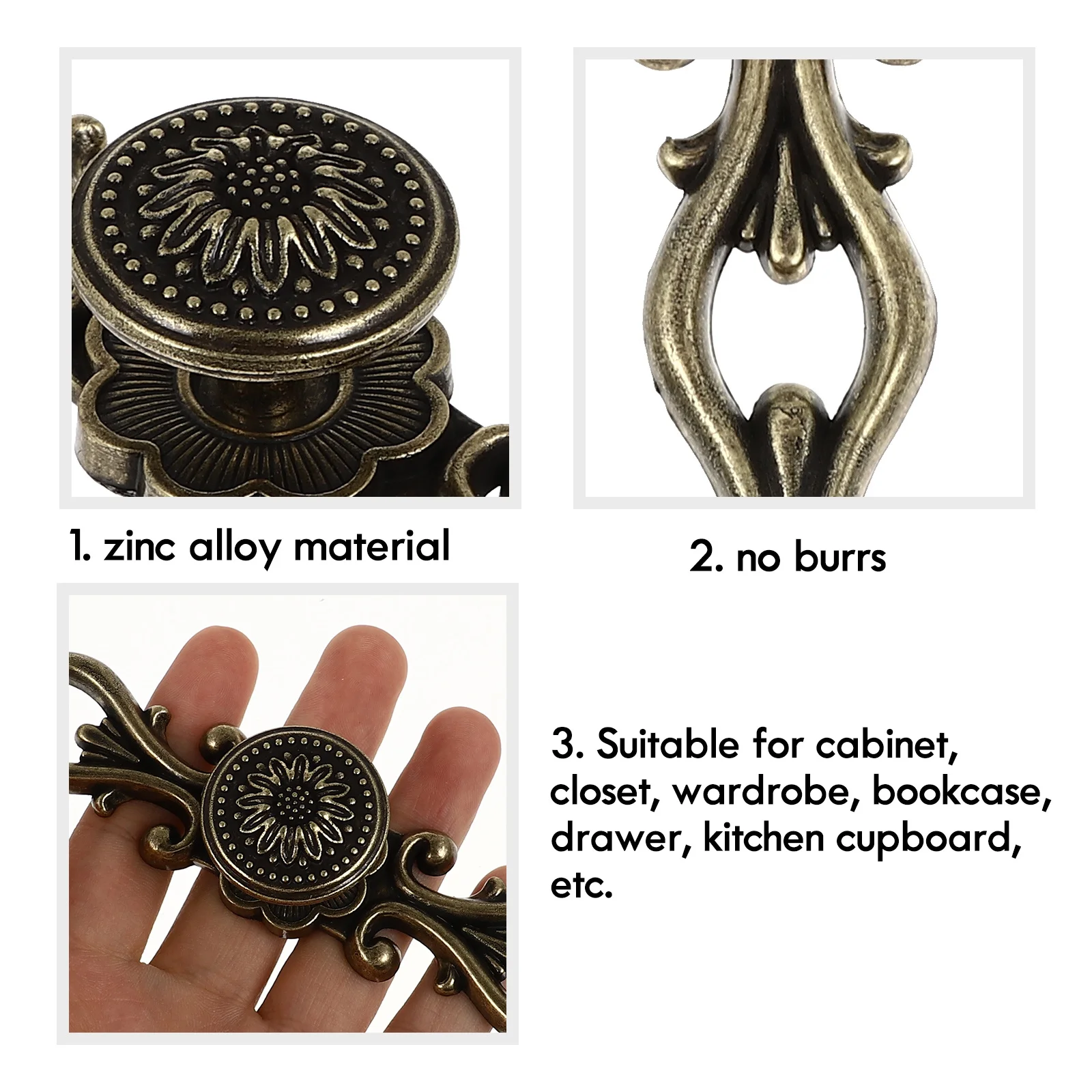 

Bronze Zinc Alloy Cabinet Pull Handles Vintage Style Drawer Knobs for Kitchen Wardrobe Furniture Makeover