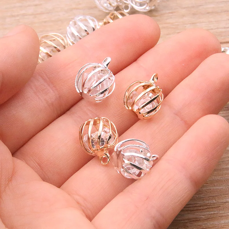 10Pcs 11*14MM 2 Color Antern Spring Spiral Bead Cages Pendants Charm For Women Men DIY Necklace Bracelet Making Accessorie