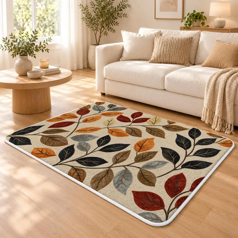 Stitched Blooms And Dried Flora Floor Mat Flannel Rug Soft Non Slip Washable Door Mat for Bathroom Bedroom Kitchen Home Decor 4
