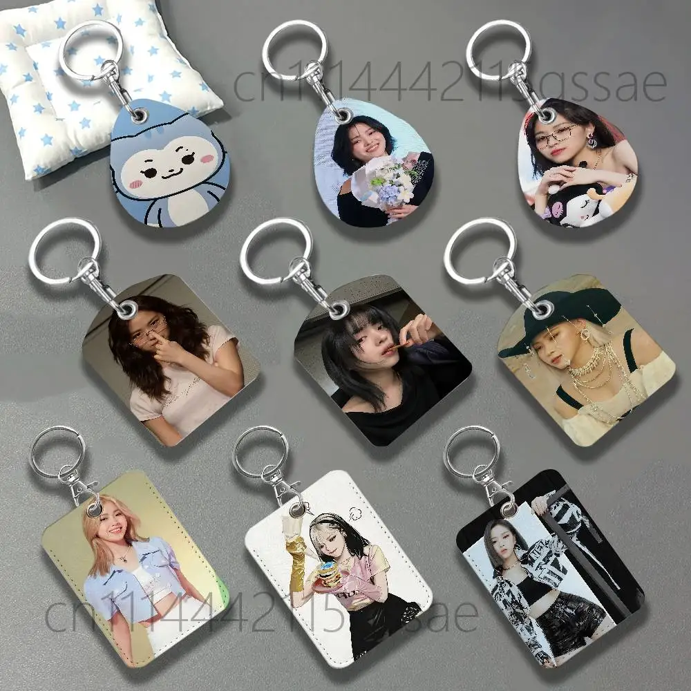 I-IZTY-es Kpop Ryujin Leather Keychain Card Holder For Airtag & Access Cards Modern Bus Pass