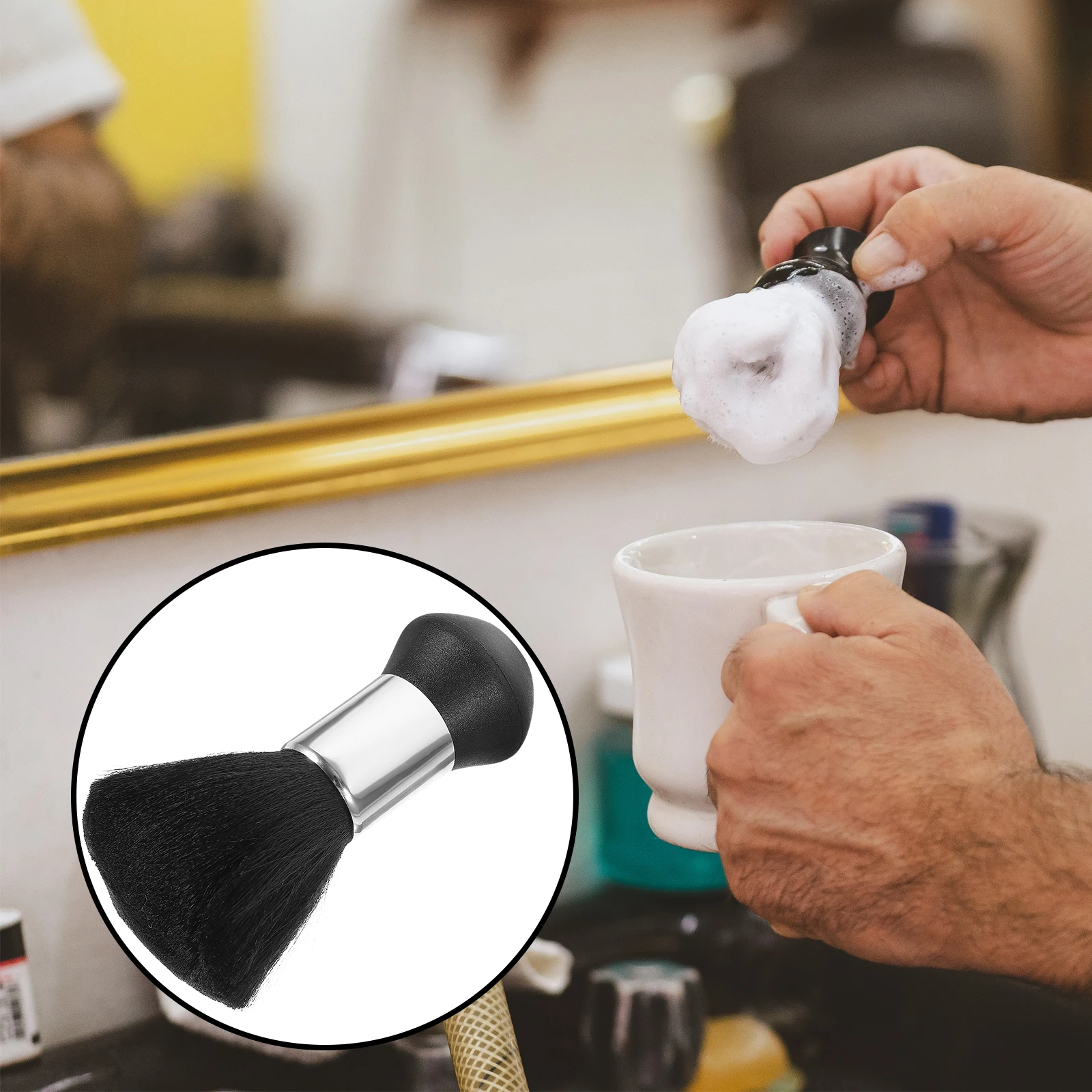 

1Pc Professional Hairdressers Soft Bristle Neck Duster Brush Hair Cutting Kit For Broken Hair Cleaning Wooden Handle Black