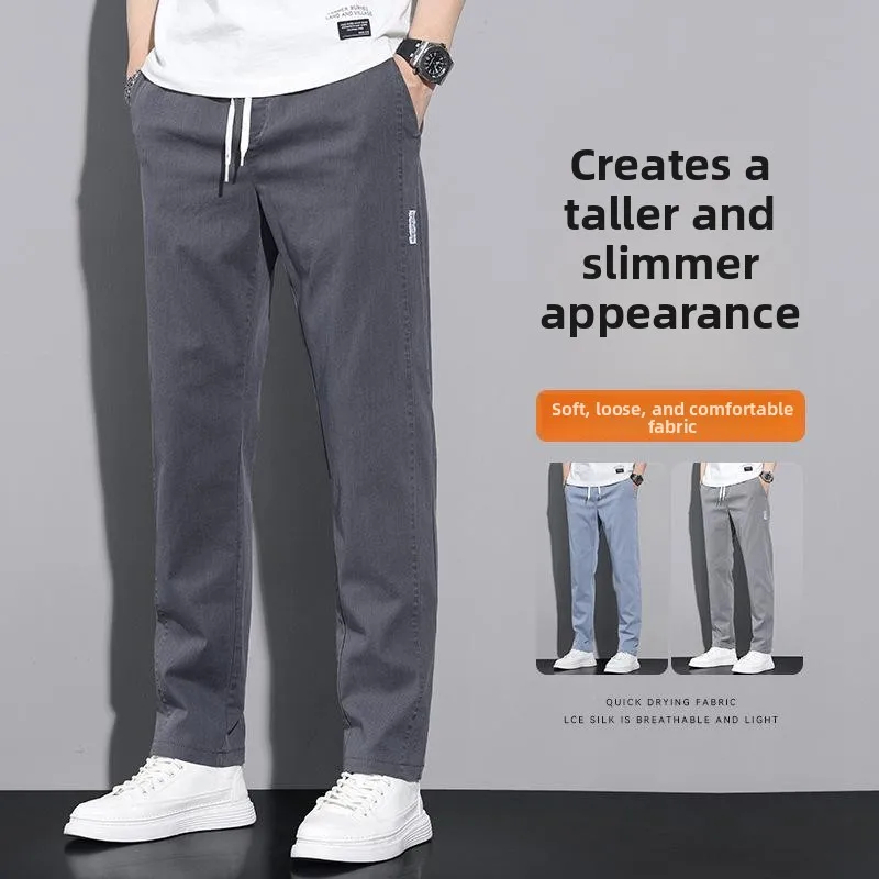

Весенне-летние тонкие повседневные брюки для мужчин: прямые, свободные, универсальные, для бизнеса и спорта, длинные, дышащие, модные брюки прямого кроя