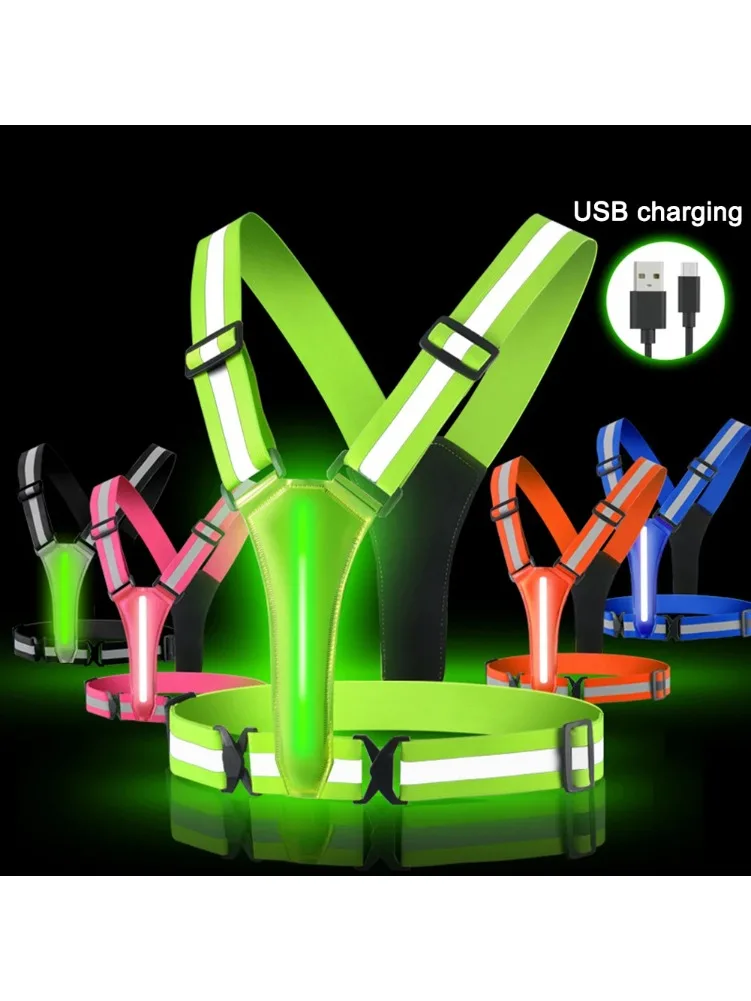 AliExpress NONE LED Running Vest USB Rechargeable Reflective Cycling Security Vest High Visibility Night Running Riding Clothing for Kids Adults