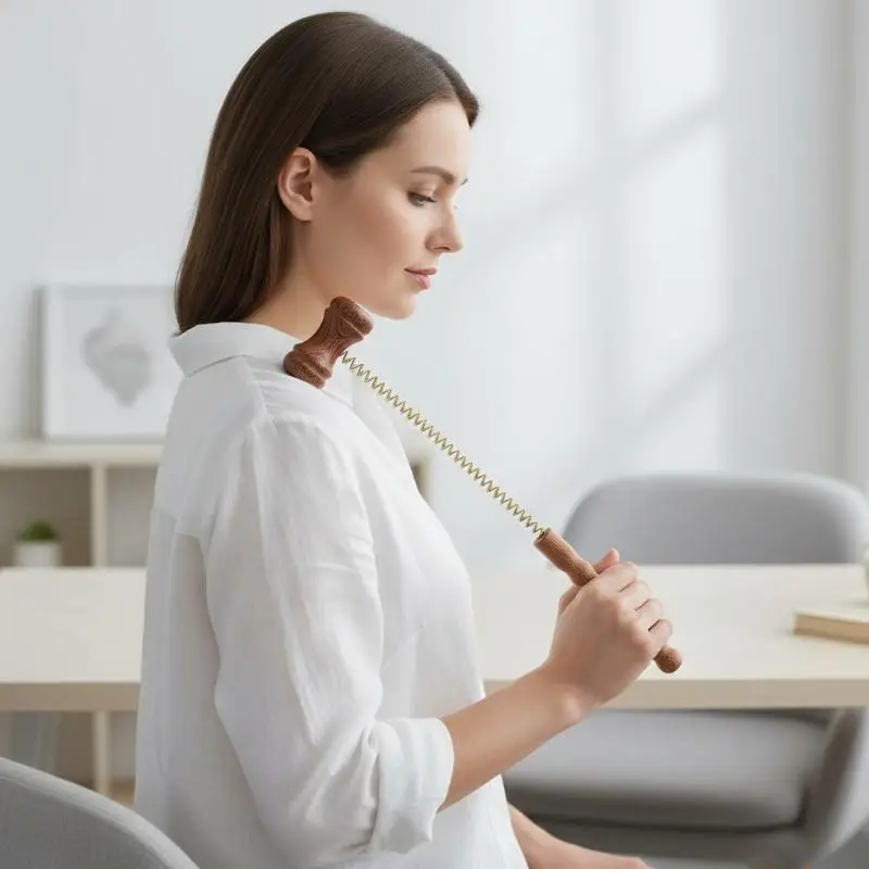 Wooden Massager Ball Hammer Reduce Soreness Percussion Spring Ball Massager Reduce Fatigue For Office