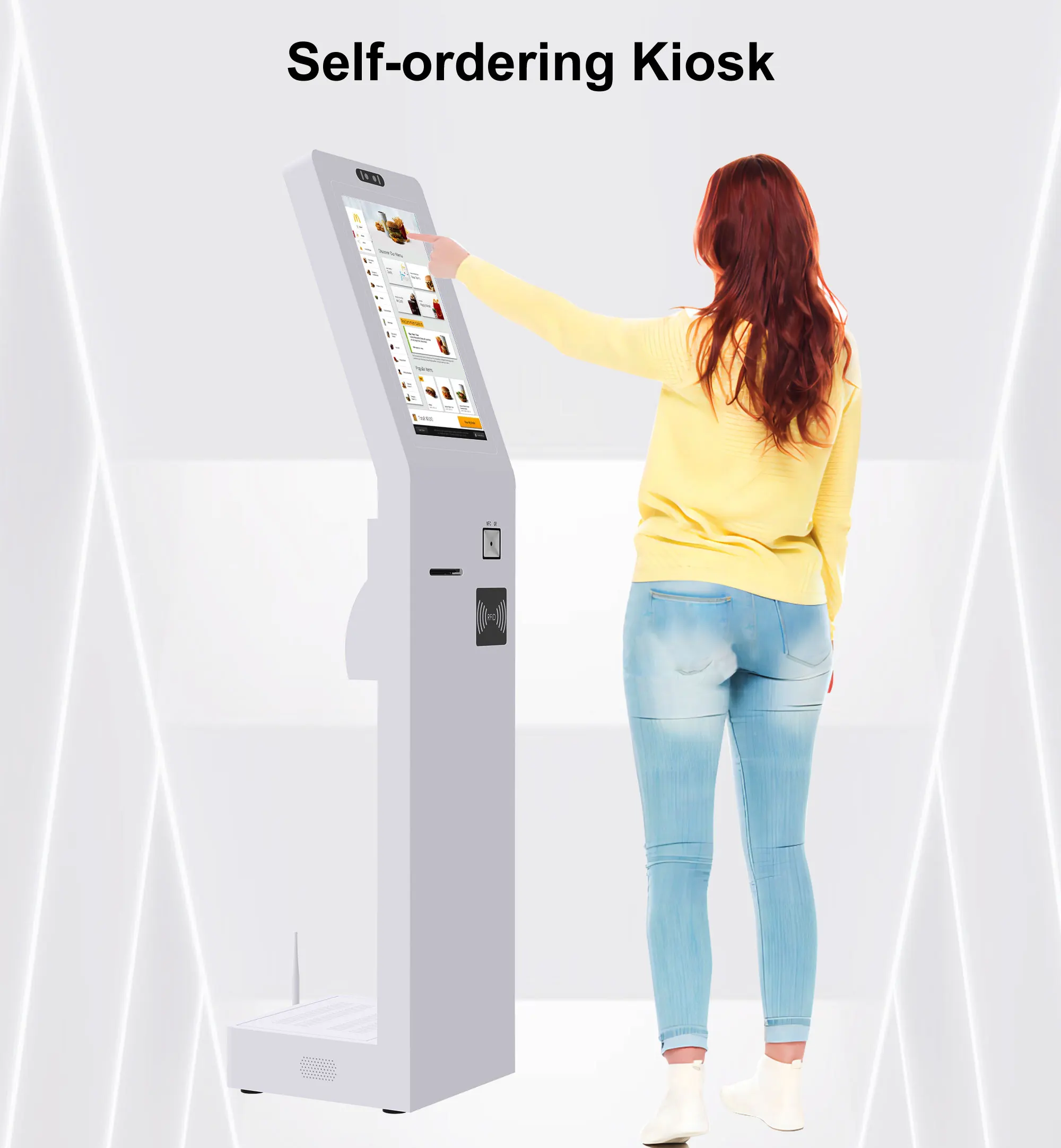 18.5 21.5 27 Inch Restaurant Self Ordering Kiosk Desktop Touch Screen POS Terminal with Receipt Printer and Windows OS