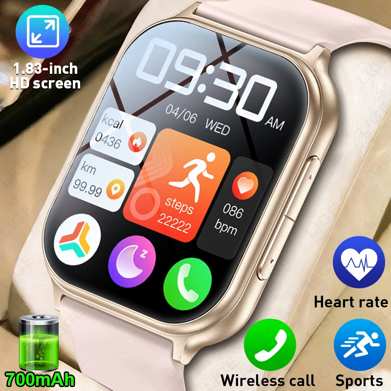 LIGE New Smart Watch 700mAh Battery 1.83 Inch HD Bluetooth Call Message Reminder Sports Women Men Smartwatch Relógio Inteligente
