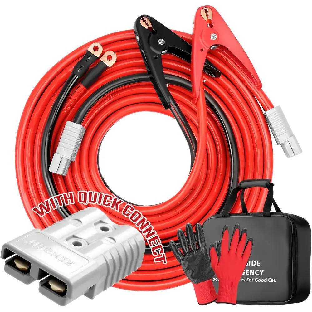 

30ft 1 Gauge 1000Amp Heavy-Duty Jumper Cables for Permanent Install & Quick Connect on 12V & 24V Vehicles