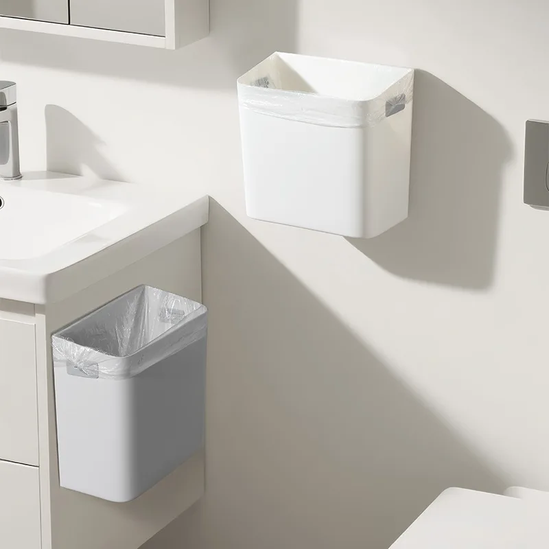 Wall Mounted Square Narrow Garbage Bin, Kitchen Sanitary Napkins, Seamless Uncovered Storage Bin, Dormitory Toilet Paper Basket