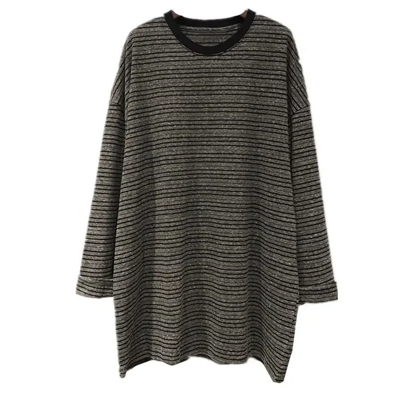 

Модная полосатая футболка с длинным рукавом, женский новый свободный топ