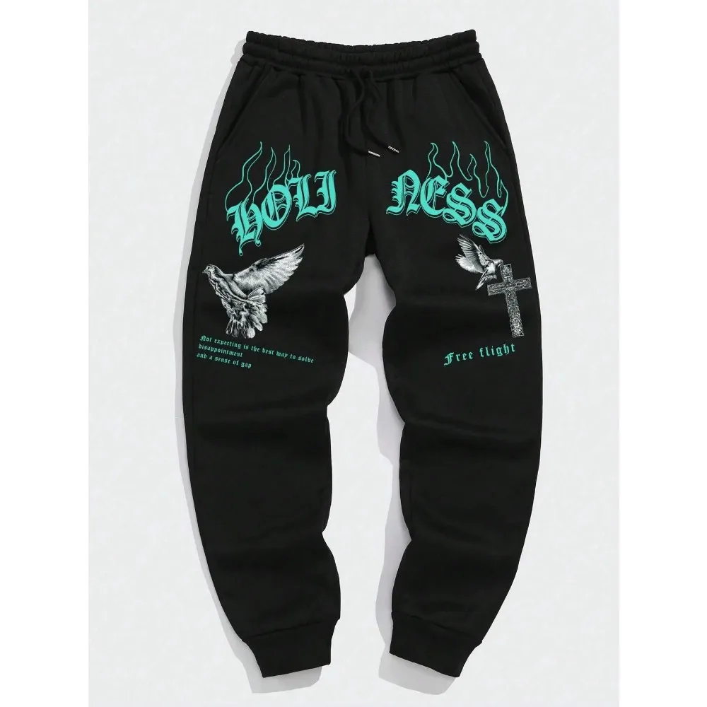 

2025 Men's Printed Casual Fashion Loose All-match Trousers with Drawstring Pockets Sweatpants