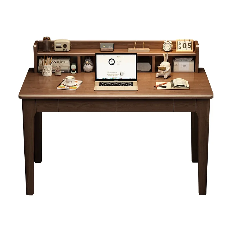 

Solid wood desk student children with bookshelf integrated writing desk study simple computer desk bedroom bedside study table