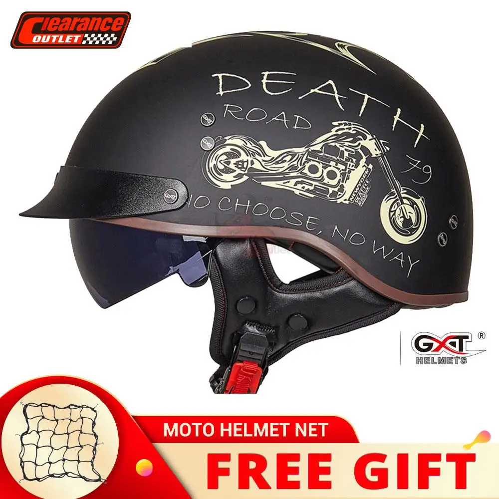 

GXT Motorcycle Helmet DOT Certification Retro Moto Helmet Scooter Vintage Half Face Biker Motorbike Crash Moto Helmet Casco Moto