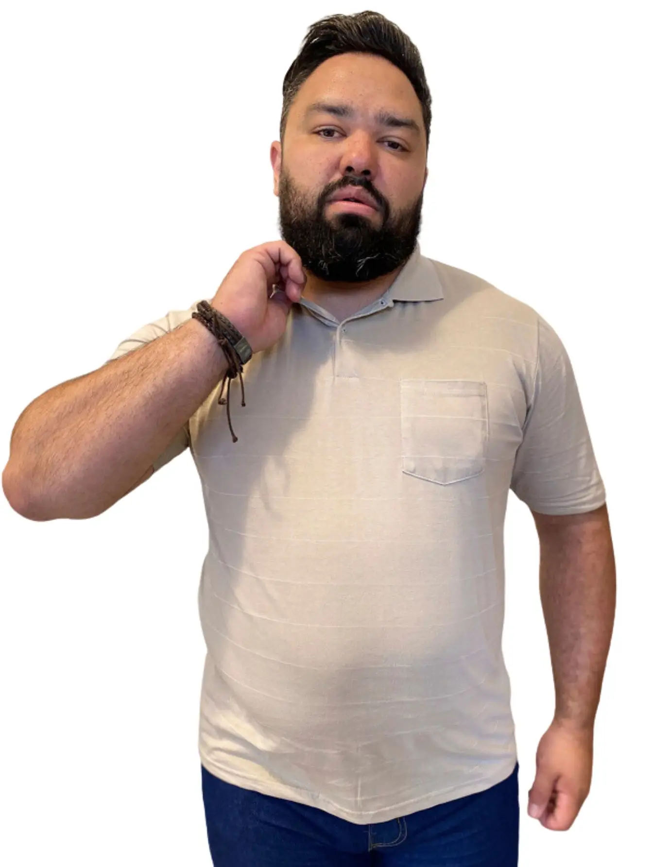 Plus Size Polo Shirt Beige