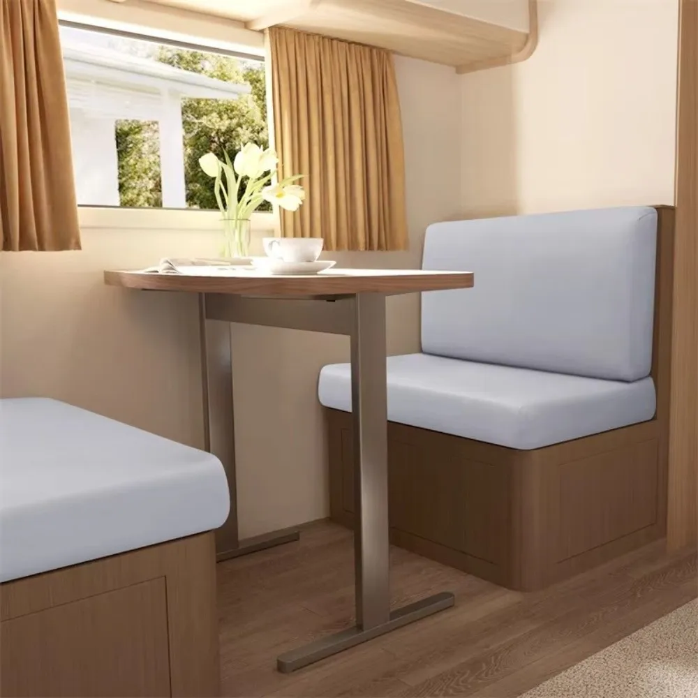 2pcs/set Stretch Fabric RV Dinette Cushion Covers Dust-Proof Slip-on Design Sofa Seat Covers Full Coverage Soft