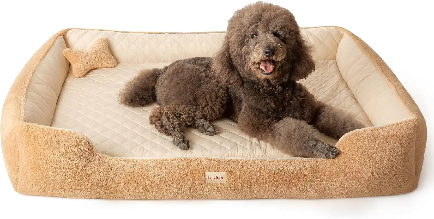 

Самосогревающаяся ортопедическая кровать для больших собак — пена с эффектом памяти, моющийся чехол, водонепроницаемая подкладка