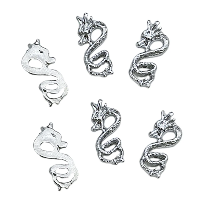 6 stücke geformte Metall Drachen Nagel Charms Kunst Dekorationen mit Diamanten für Maniküre DIY für Frauen Mädchen