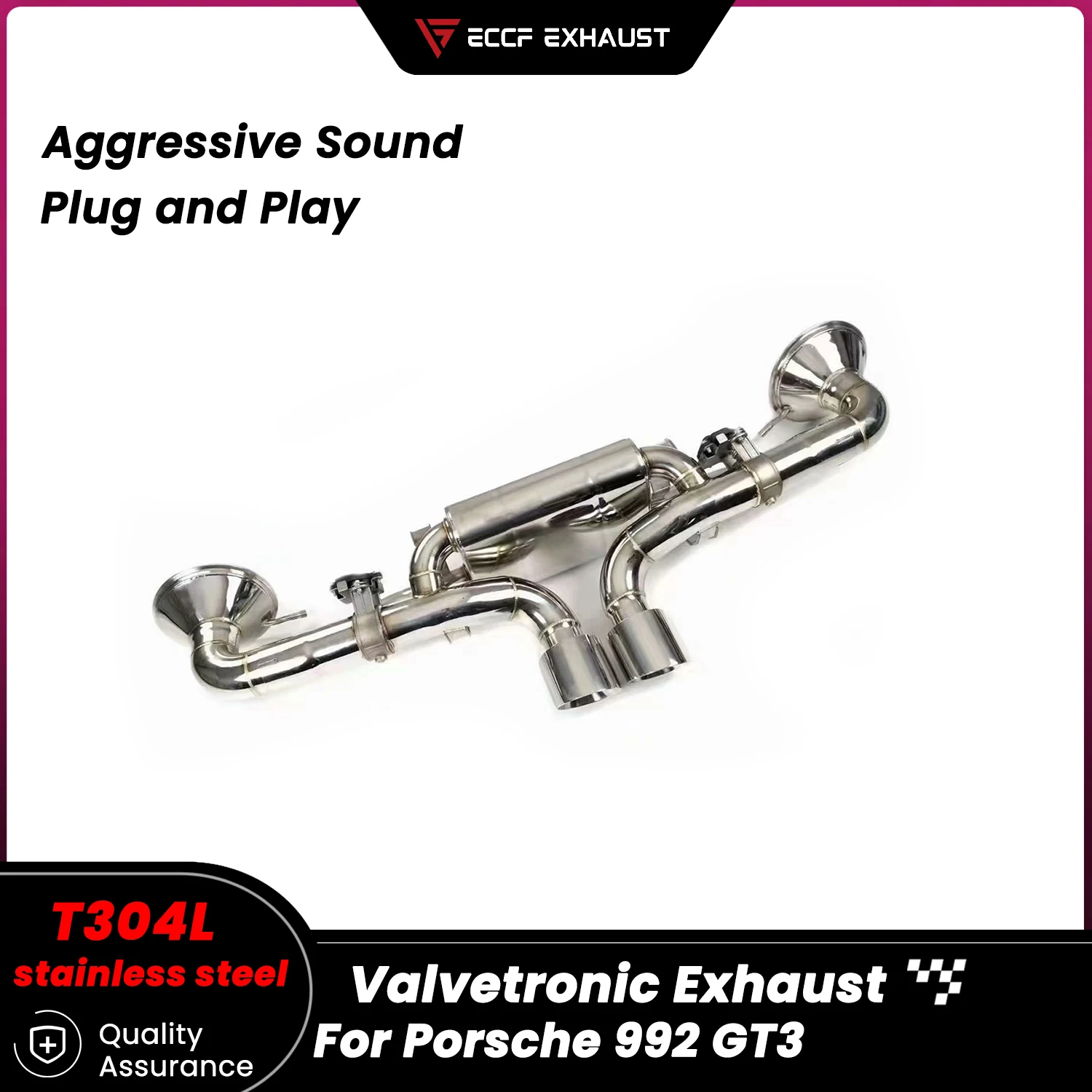 

Sporty Valvetronic Stainless Steel Catback Exhaust for Porsche 992 GT3 Freely Adjustable Sound Control Easy Installation