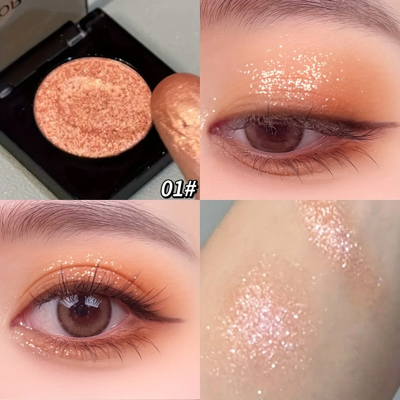 Herorange 16-Farben Lidschatten- und Highlighter-Palette Matt Schimmernd Orange Braun Rosa Champagner Wasserfest Tragbar Festival Make-up – Detail 5