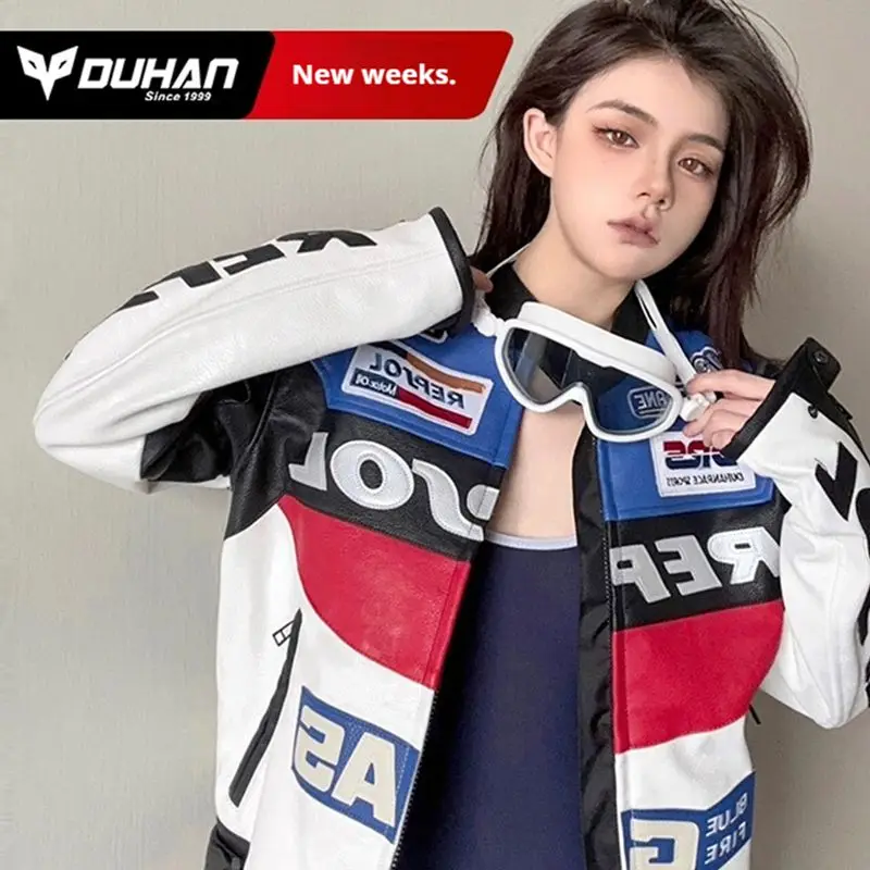

Duhan Motorcycle Riding Suit Imitation Street Bike Motorcycle Suit Leather Jacket Four Season Commuting Anti Fall Racing Suit Se