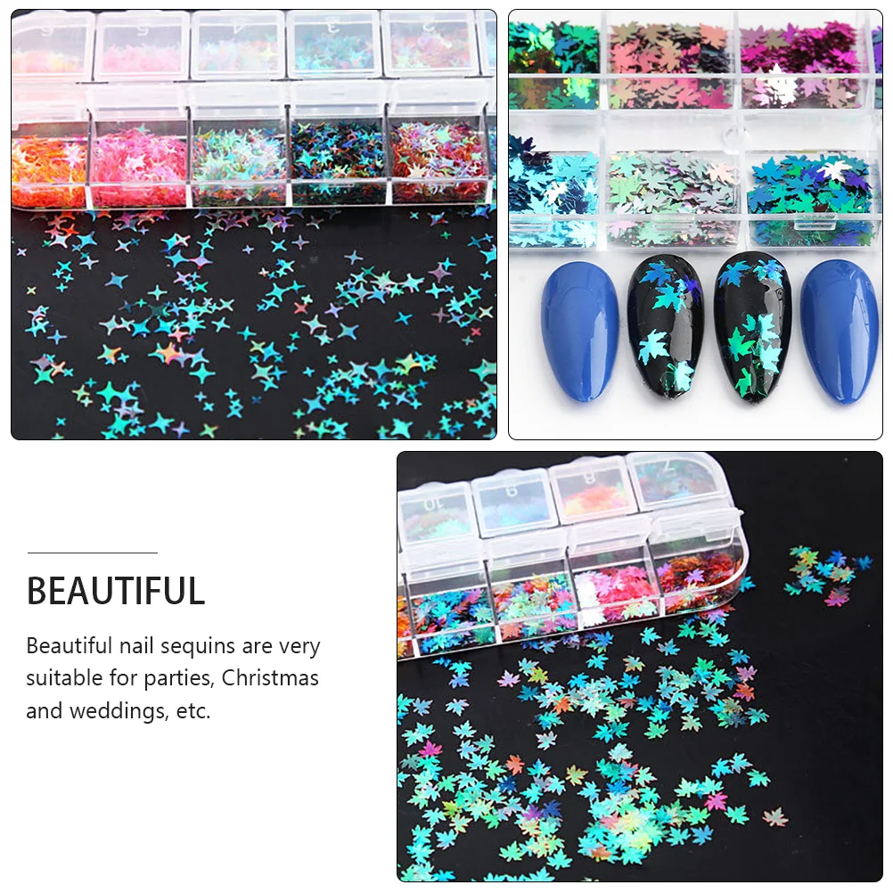 

2 Boxes Nail Art Sequins Flakes Autumn Manicure Glitter Decorative Accessories For Natural Artificial Nails