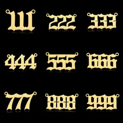10pcs/lot 316 Stainless Steel Angel Number 111-999 DIY Connector for Necklace Making Wholesale 333 444 Pendant 222 999 888 000