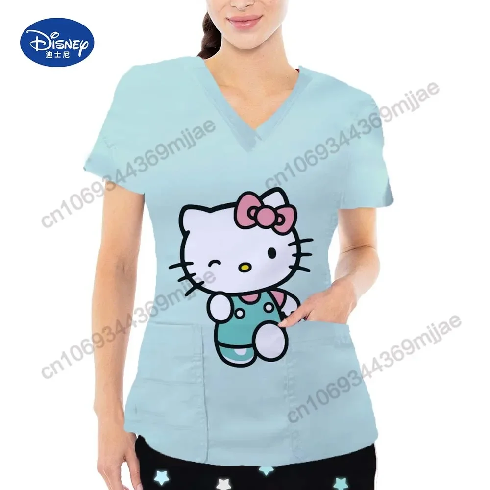 ฤดูร้อนแฟชั่นใหม่2024เสื้อผ้าสำหรับผู้หญิงเสื้อและเสื้อเบลาส์ลำลองแขนสั้นสวมใส่สบายคอวี