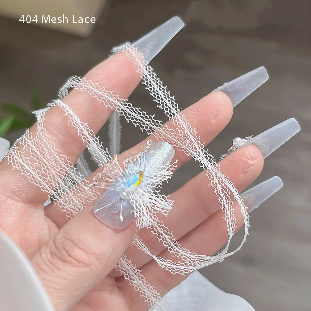 

100*0.8cm Versatile Mesh Lace Ribbon Nail Decoration Fairy Elegant Lady Fabric Ribbon Clothnet Nailfit DIY Patch Accessories 404